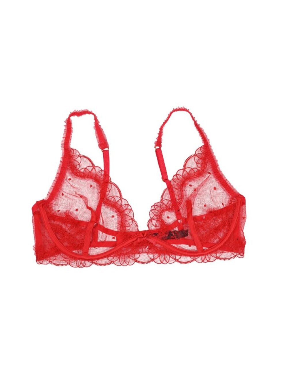For Love & Lemons Sheer Bra in Red